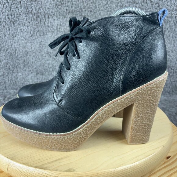 GAP San Francisco Boots Womens Size 10 Black Leather Crepe Sole Chunky Platform - Picture 1 of 9